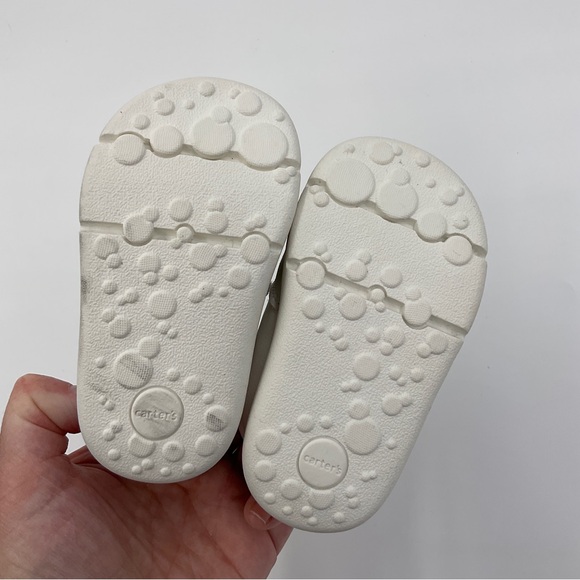 Carter’s Baby Every Step Sneakers White Faux Leather Blue Inside Velcro Size 3M - Picture 11 of 16